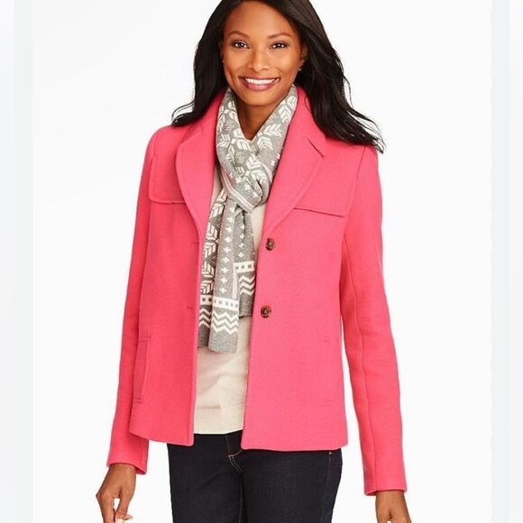 Talbots Albury Short Pea Coat Pink Size 8 - Picture 4 of 17